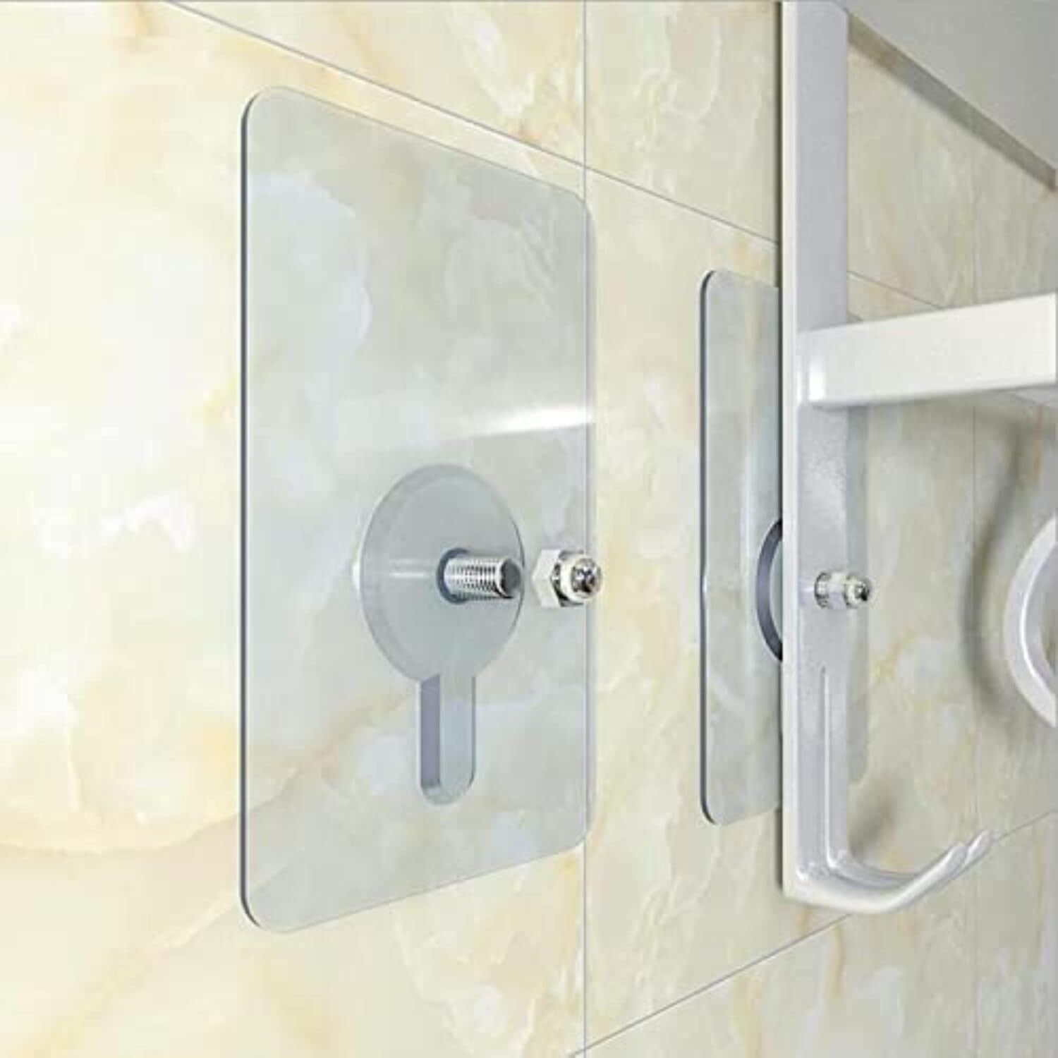 Self-adhesive Waterproof Hook - Stainless Steel, Transparent Design | Reusable, Damage-free, Multi-surface Utility For Home And Bathroom Use