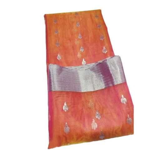 Peach Katan Silk Saree - Occasion: Party Wear