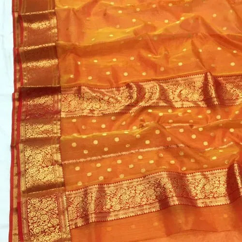 Yellow Weaving Chanderi Katan Silk Saree