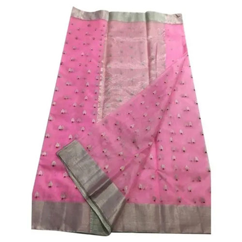 Party Wear Pink Chanderi Silk Saree