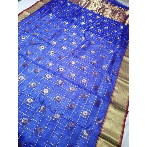 Pure Pattu Chanderi Silk Saree - Color: Blue