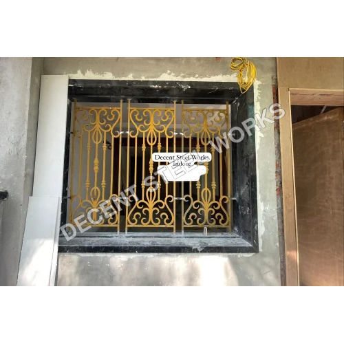 Ornamental Curved Pattern Wrought Iron Window Grills - High-Quality Wrought Iron, Custom Sizes Available | Handcrafted, Galvanized, Modern Design, Rodent Proof