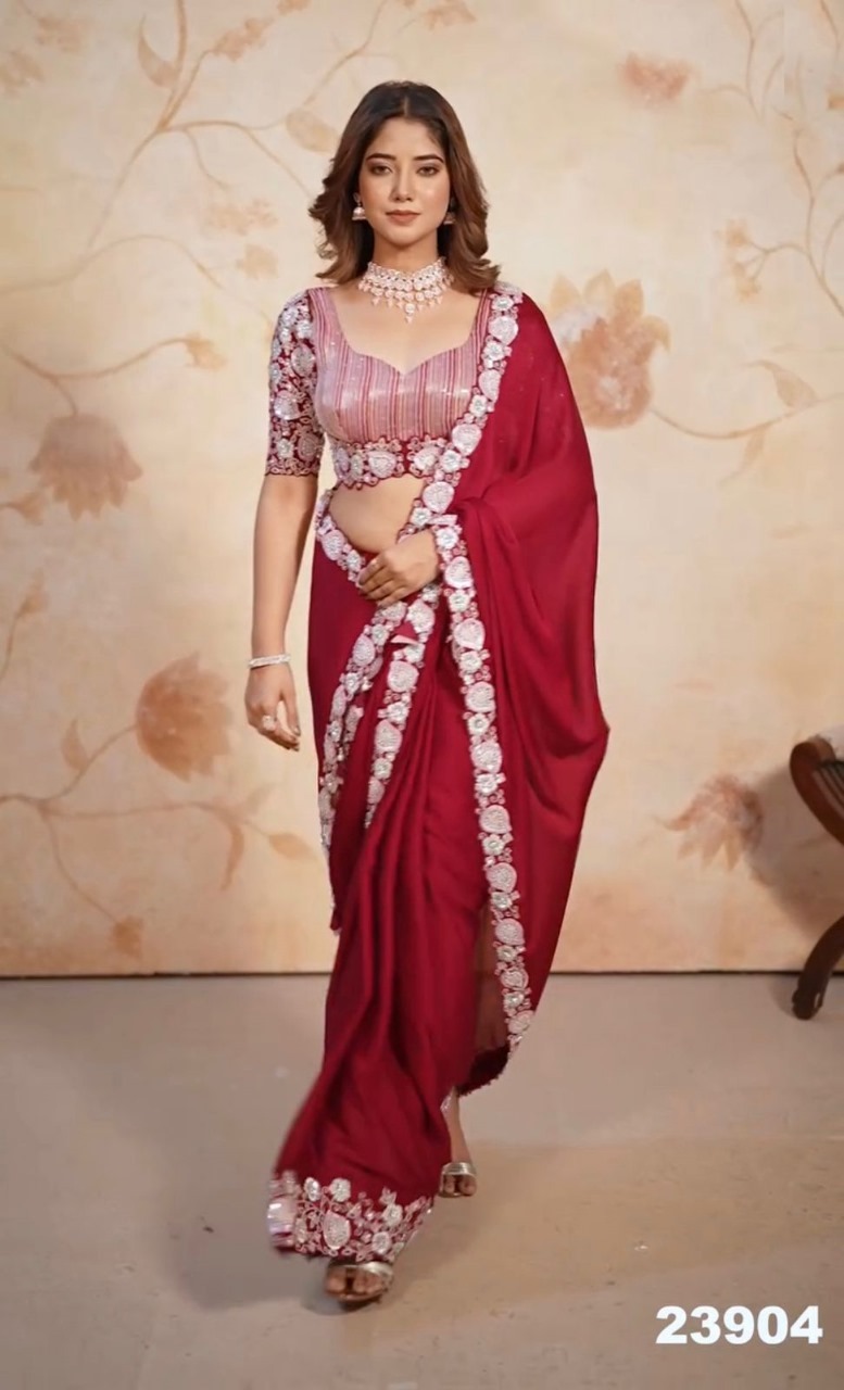 Pure Soft Black Rangoli Silk Saree - Color: Marron