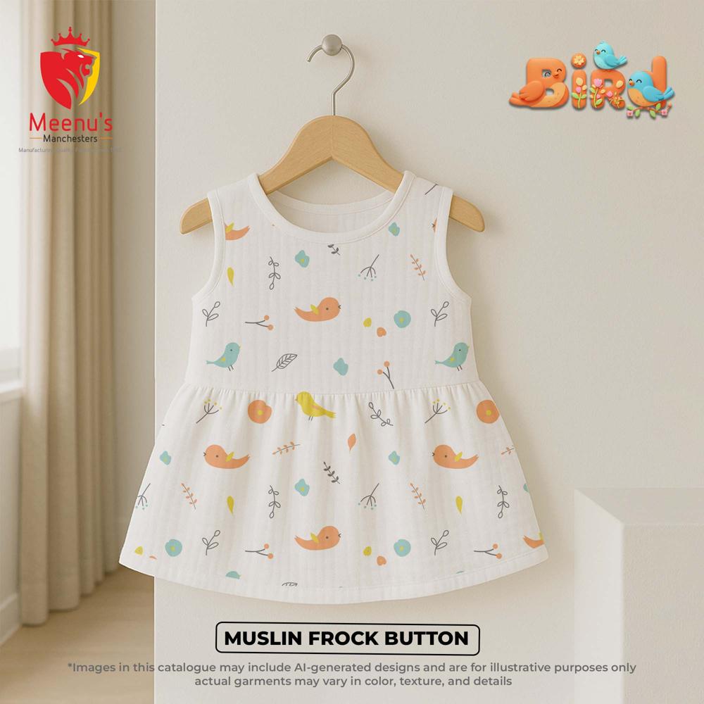 New born cotton frock button