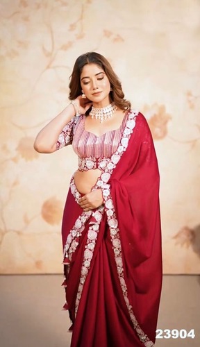 Black Rangoli Silk Saree - Color: Marron