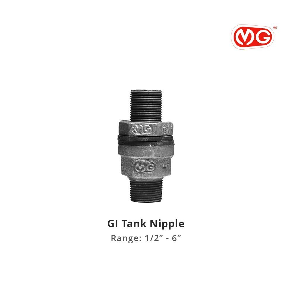 Gi Tank Nipple 1/2" With Check Nut - Malleable Iron Material , Isi Marked, Standard Is: 1879 Compliance, Durable & Reliable Design