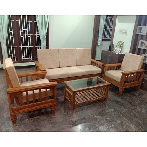 5 Seater Teak Wood Sofa Set With Coffee Table - Color: Different Available