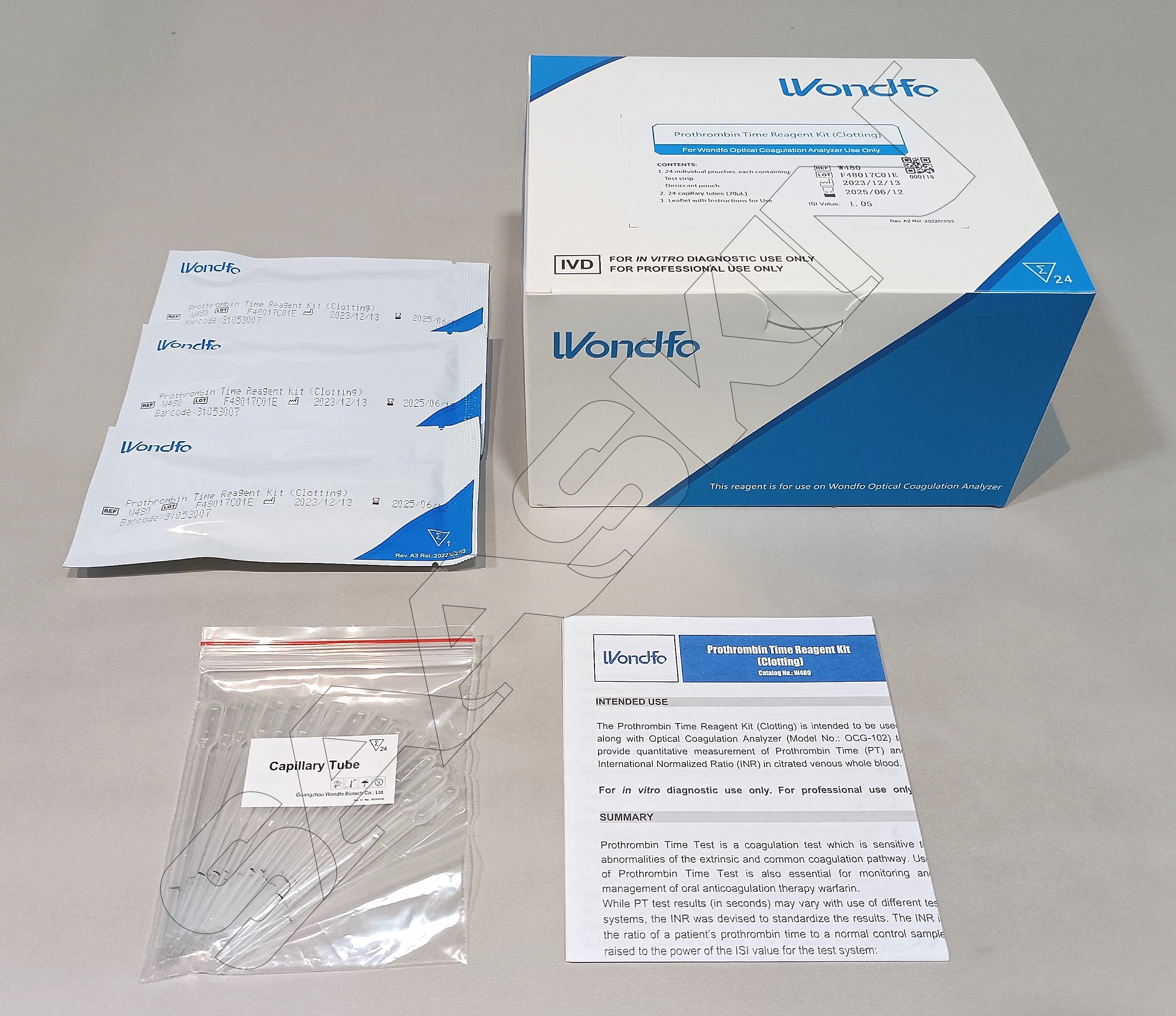 Wondfo Prothrombin Time (Pt) - Whole Blood Sample, 24 Tests Per Pack | Semi-automatic Optical Blood Coagulation Analyzer, Simultaneous Testing Of Pt, Aptt, Tt, Fib, Act