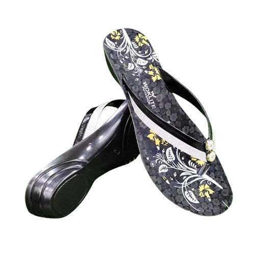 Mushan 15 Black Or White Color Ladies Slipper - Material: Rubber