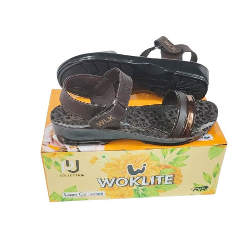 Simran Brown Colour Flat Ladies Slipper - Color: Black