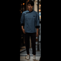 Chef Coat Spanish Grey - Pattern: Plain
