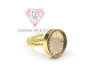 Carving Gemstone With 18K Gold Plated Handmade Adjustable Ring