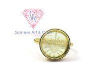 Carving Gemstone With 18K Gold Plated Handmade Adjustable Ring