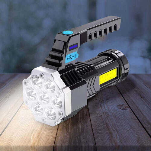 पोर्टेबल फ्लैशलाइट USB रिचार्जेबल लाइट जिसमें साइड लाइट है