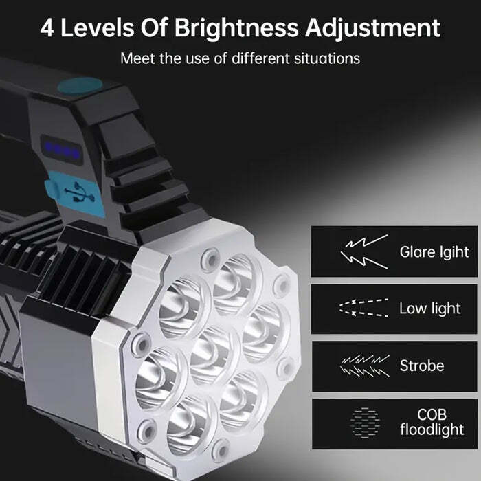 Portable Flashlight USB Rechargeable Light with Side Light