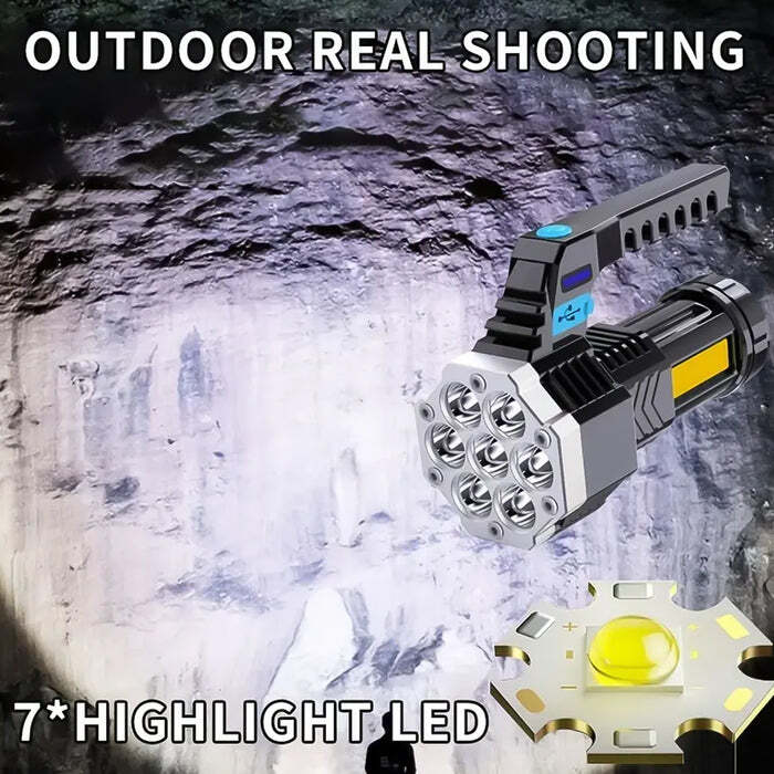 Portable Flashlight USB Rechargeable Light with Side Light