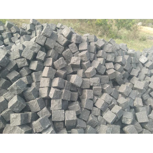 Natural Black Stone Hand Cut Cobble Stone - Solid Surface Artificial Stone, 4-6 Inch Cubes, Black Color, Brushed Surface Treatment | Rustic Aesthetic, Slip Resistant Design