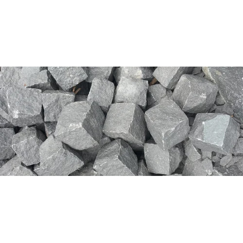 Granite Cobble Stone - Solid Surface Cubes, Unpolished Gray Granite with Natural Texture for Pathways, Driveways, and Garden Borders