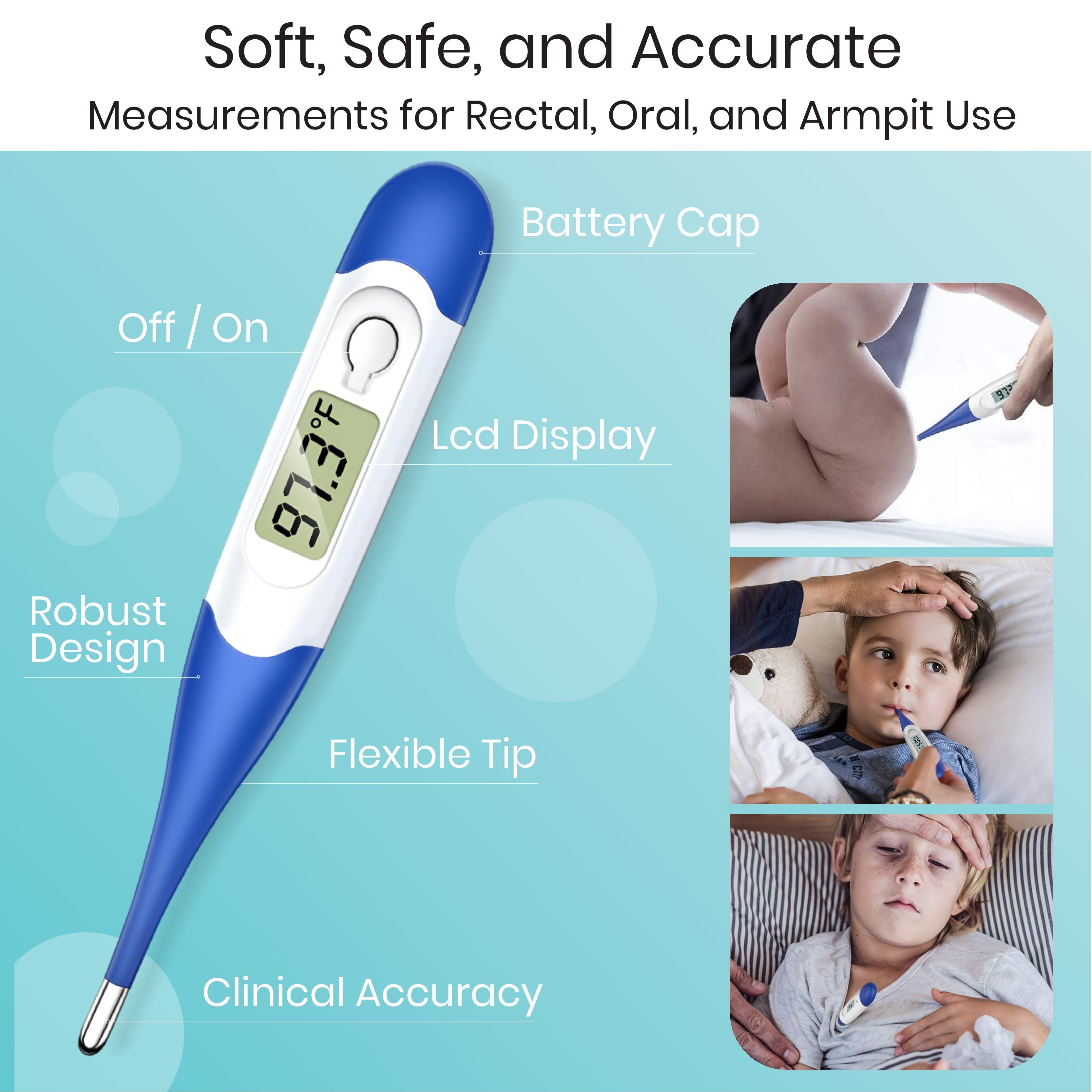 White Digital Thermometer ( Hard - Flexible )