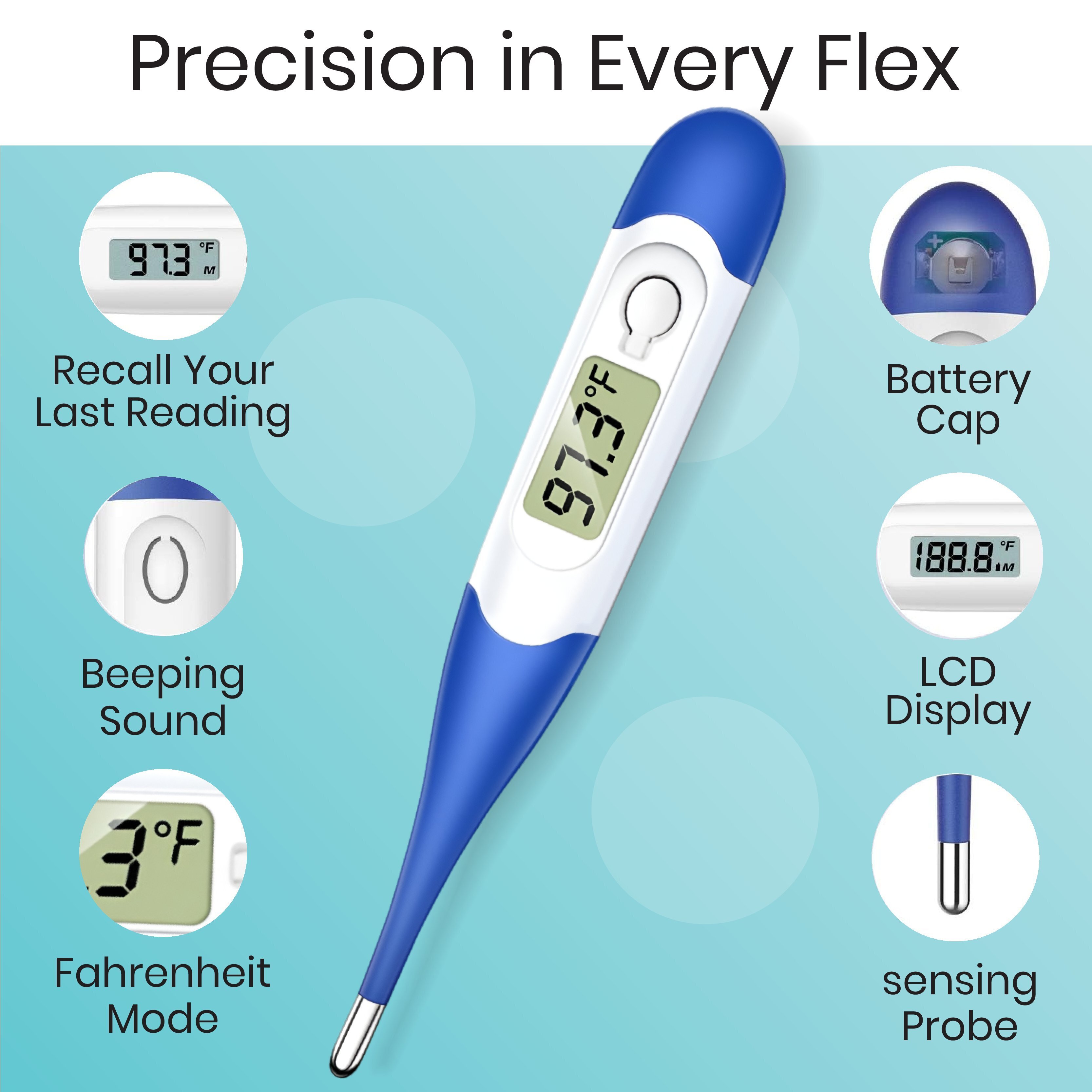 White Digital Thermometer ( Hard - Flexible )