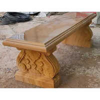Sandstone Bench - 5 X 2 Ft, Brown Polished Finish | Durable Sandstone, No Assembly Required, Ideal For Outdoor Relaxation