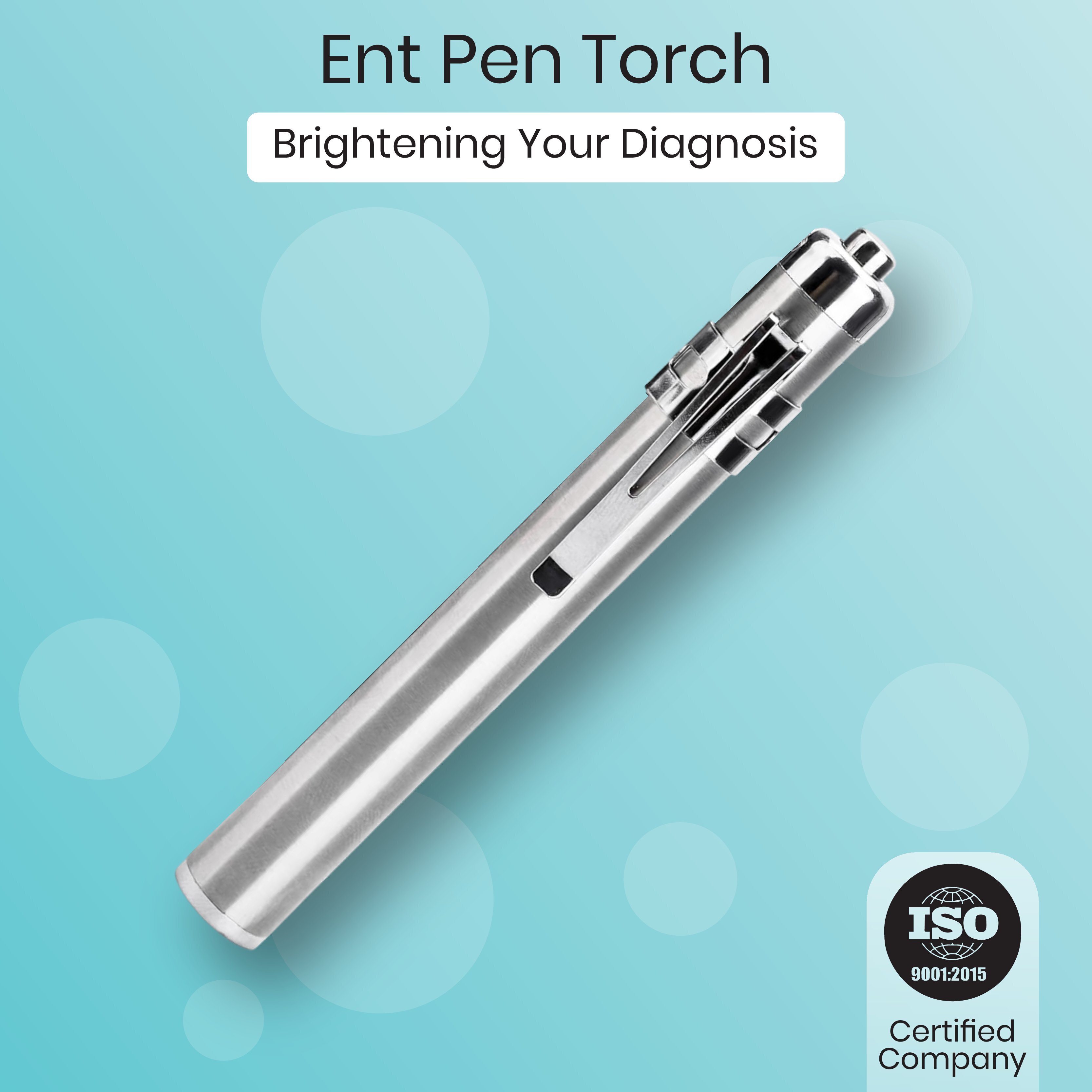 Medical Pen Torch - Anodized Aluminum, 50d X 6w X 5h Mm, Silver | Lightweight Design, Led Light Source, Battery Powered, Portable Use