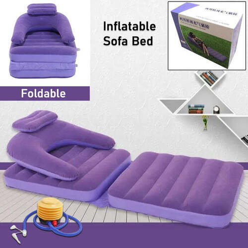 , Portable Inflatable Mattress Air Sofa With Air Hand Pump