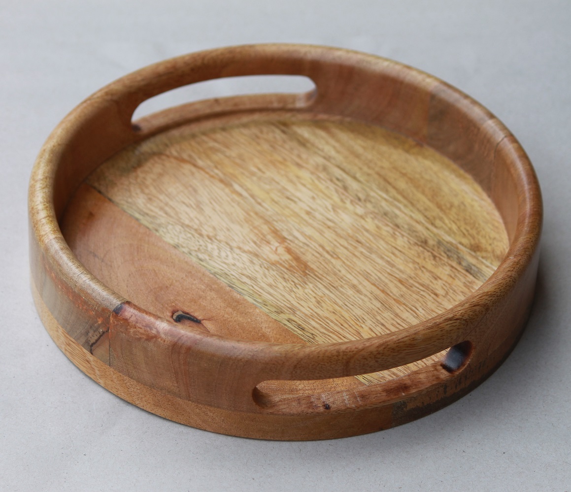 Handmade Wooden Serving Tray Natural Polish Finish