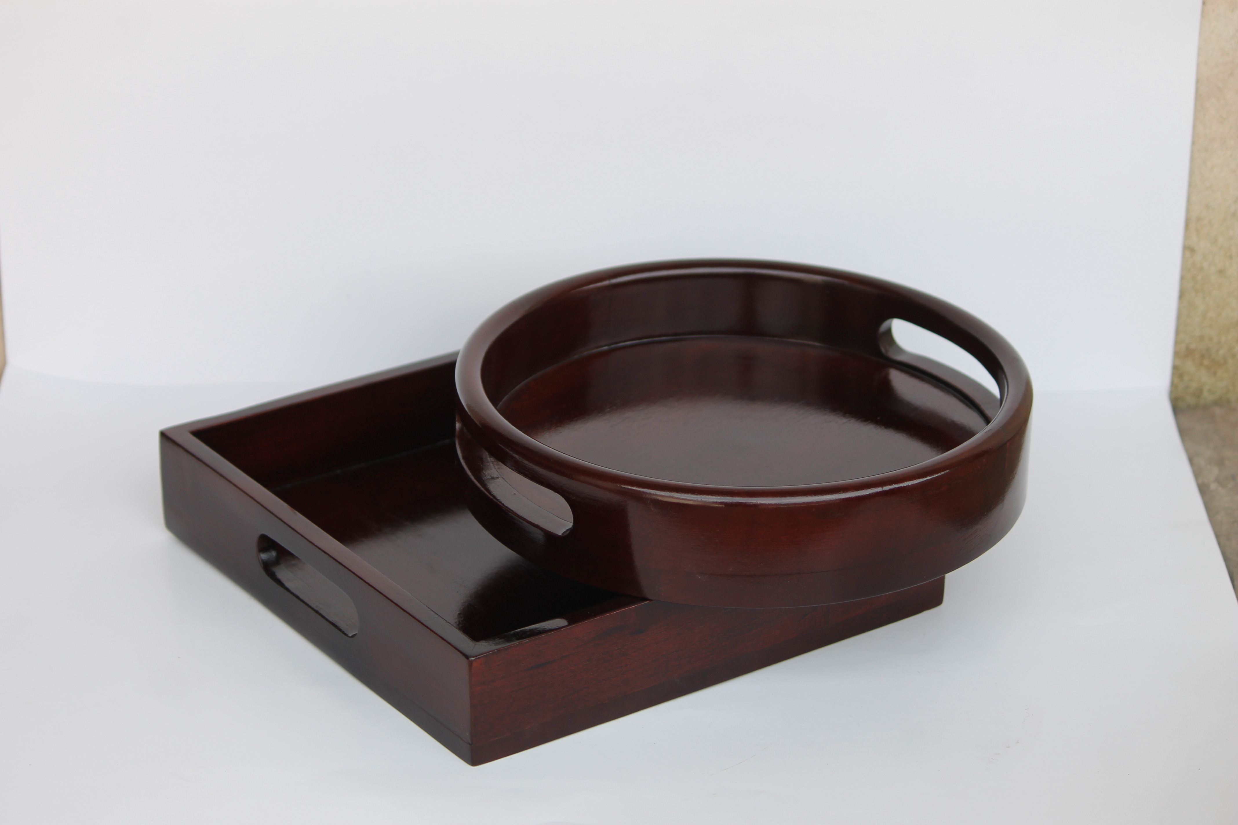 Handmade Wooden Serving Tray Natural Polish Finish