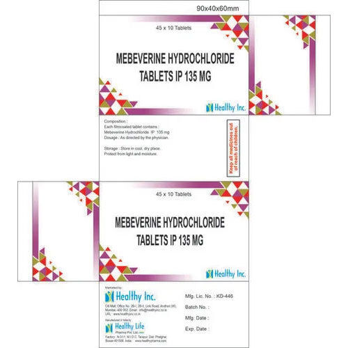 135mg Mebeverine Hydrochloride Tablets Ip - Drug Type: General Medicines