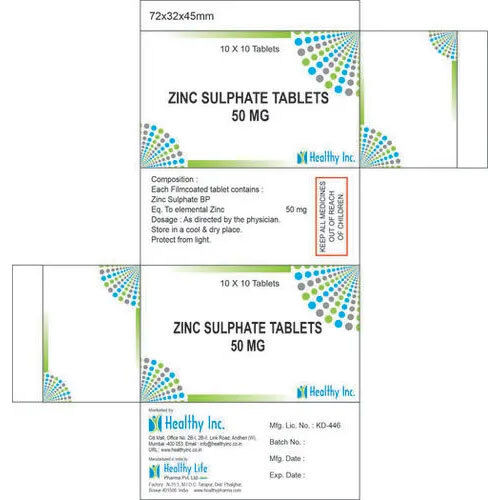 Zinc Sulphate Tablet Usp 50Mg - Drug Type: General Medicines