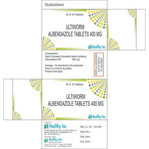 400 mg Ultiworm Albendazole USP Tablet