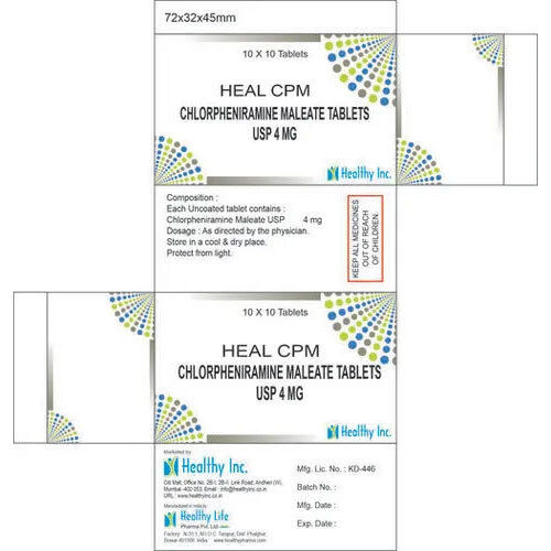 4 Mg Chlorpheniramine Maleate Capsule Usp - Grade: Medical