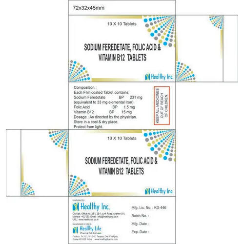 Sodium Feredetate Folic Acid and Vitamin B12 Tablet