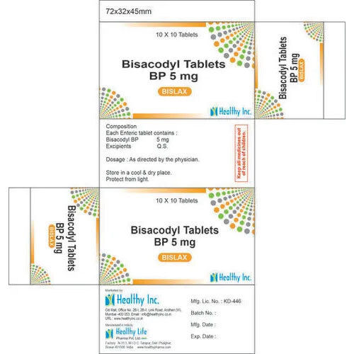 5Mg Bisacodyl Tablets Bp - Application: Pharmaceutical Industry