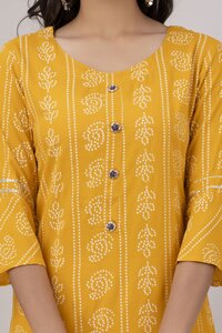 Straight Yellow Rayon Kurti