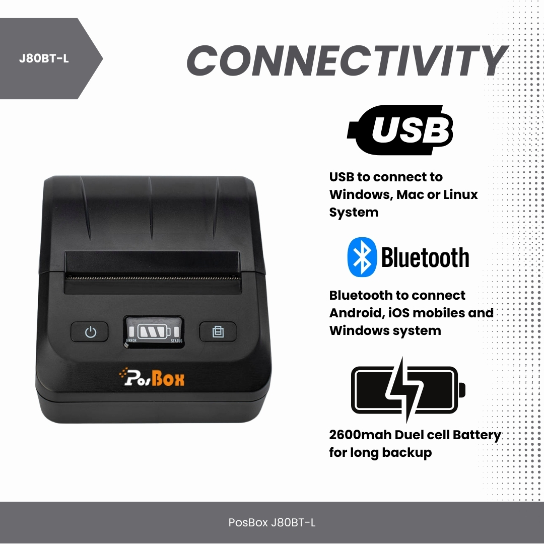 Portable Label And Receipt Printer With 2600mah Battery Size: Different Available