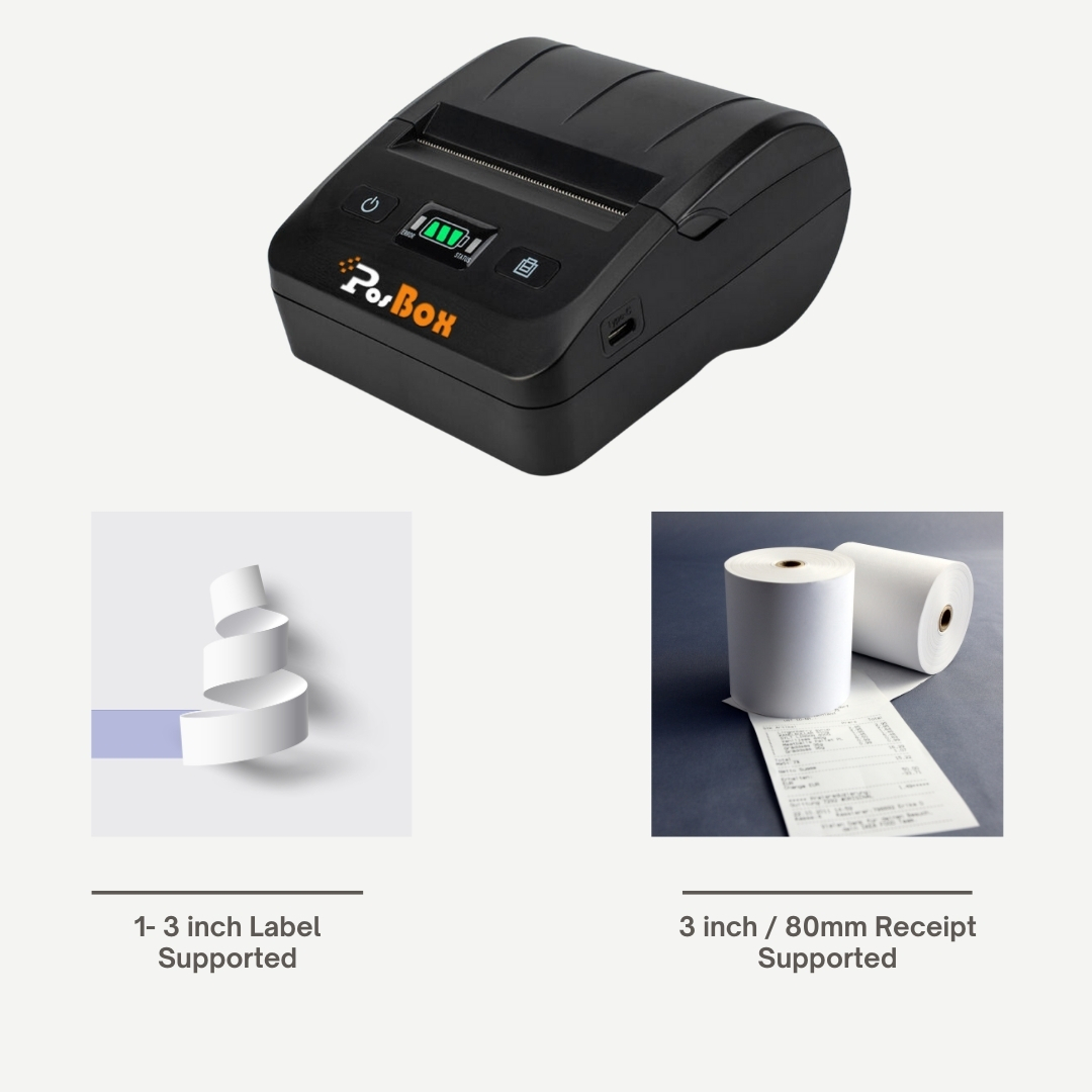 Portable Label And Receipt Printer With 2600mah Battery Size: Different Available