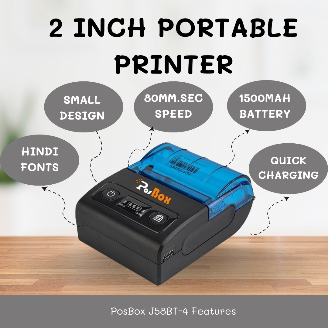 58mm Wireless Portable Thermal Receipt Printer Size: Different Available
