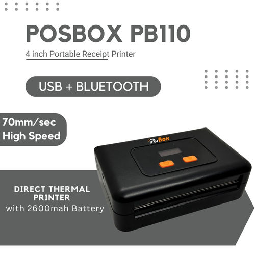 4 inch Receipt Printer Portable Bluetooth + USB Wireless Printer with Rechargeable Battery