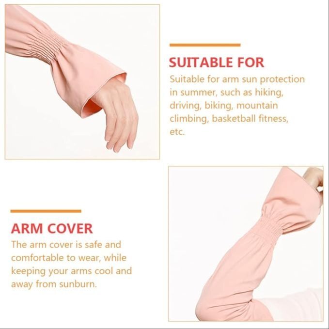 Mitsico Large Thin Ice Silk Sleeves UV Protection Cooling Arm Cover for Running Cycling