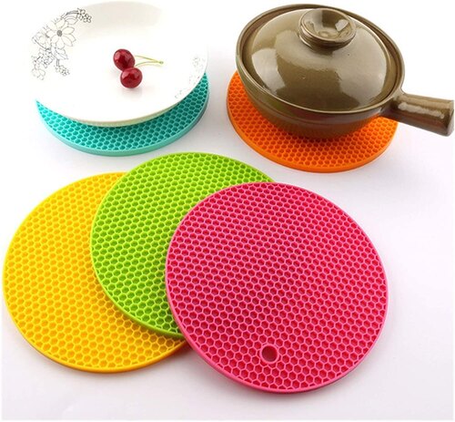 Mitsico Multipurpose Silicone Coaster Round Hot Mat for Kitchen and Dining/Hot Plate Stand