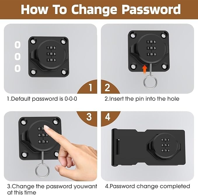 Mitsico Cabinet Password Hasp Locks - Stainless Steel Free Size Black | Versatile Security For Cabinets Barn Doors Easy Installation No Key Needed
