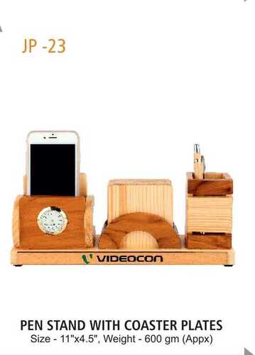 Wooden Pen Stand - Standard Size, Brown Wooden Finish | Ideal for Pen Storage and Organization