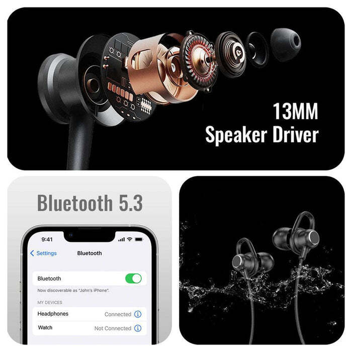 Magnetic On- Off Earbuds Neckband Bluetooth