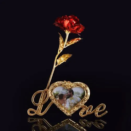 24k Red Foil Rose Flower With Beautiful Photo Frame - Usage: Gift