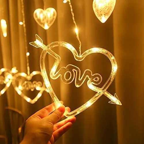 Love Heart String Lights Curtain