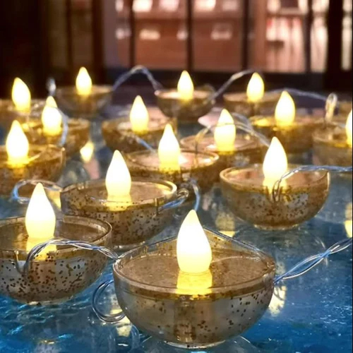 Diwali Diya Decorative Gold Flakes Lamp String Light