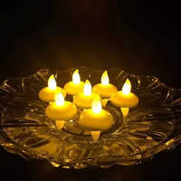 Flameless Water Sensor Diya - High-quality Plastic, Round Shape, Golden Finish | Led Lighting, Elegant Plain Design