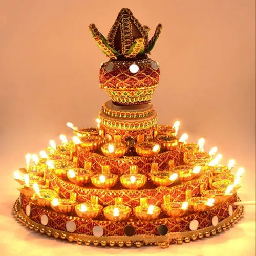 46 Automatic Rotating Three Layer Diya Thali